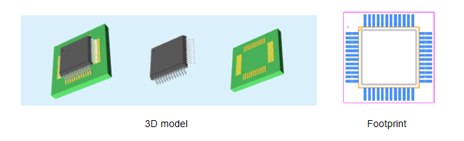 Fig.1 3D Model and pins of STM32F103C6T6